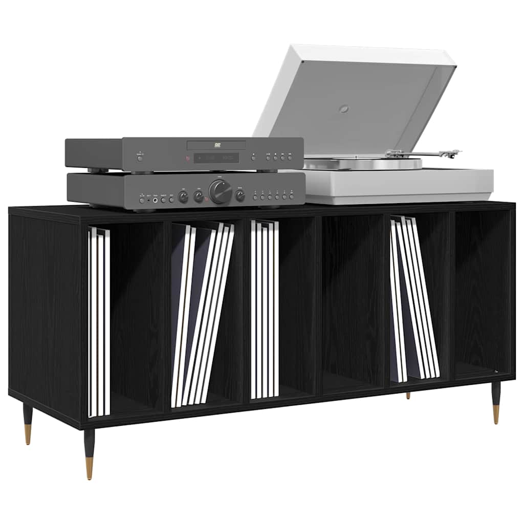 Record Cabinet Black oak 100 x 38 x 48 cm Engineered Wood